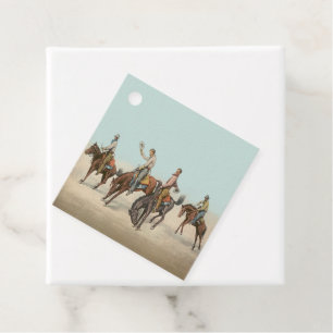 Vintage Western 4 Cowboys On Bucking Horses Favour Tags