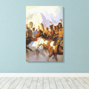 Vintage Western Art, Indian War Party by NC Wyeth Canvas Print