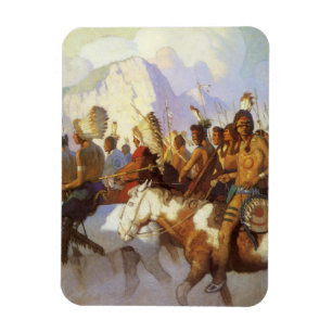 Vintage Western Art, Indian War Party by NC Wyeth Magnet