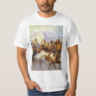 Vintage Western Art, Indian War Party by NC Wyeth T-Shirt