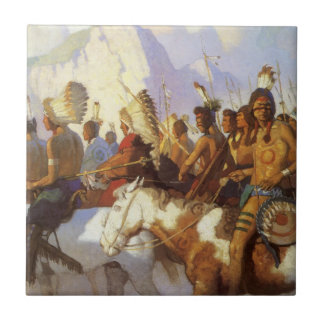 Vintage Western Art, Indian War Party by NC Wyeth Tile
