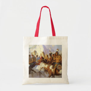 Vintage Western Art, Indian War Party by NC Wyeth Tote Bag