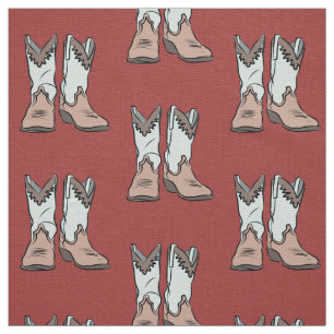 Vintage Western Boots Pattern Fabric