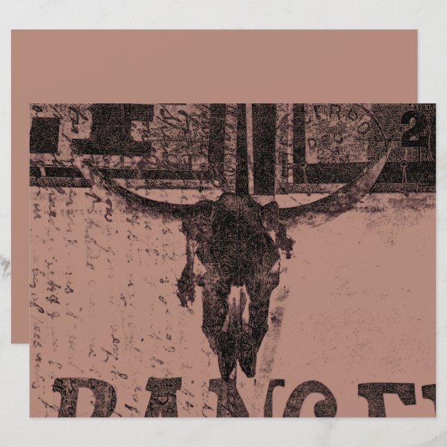 Vintage Western Bull Skull Brown Old Country (Front/Back)