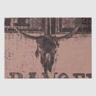 Vintage Western Bull Skull Brown Old Country Tissue Paper