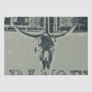 Vintage Western Bull Skull Green Old Rustic Tissue Paper