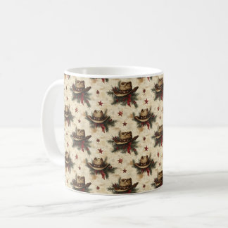 Vintage Western Christmas Cowboy Hat Coffee Mug