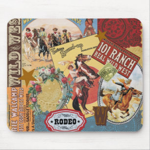 vintage western collage mousepad