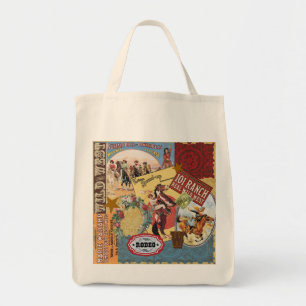 vintage western collage tote bag