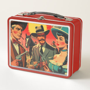 Vintage Western Comics Illustration Metal Lunch Box