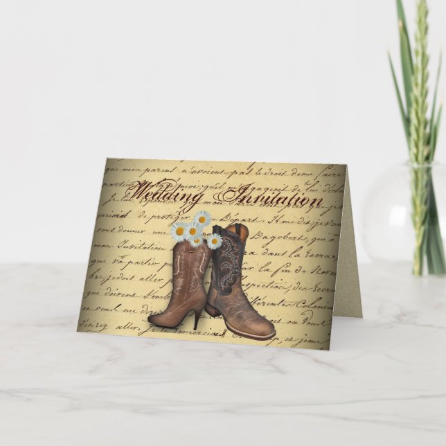 vintage western country cowboy wedding invitation (Front)