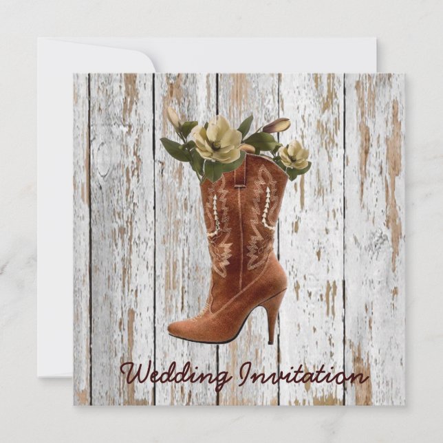 vintage western country cowboy wedding invitation (Front)