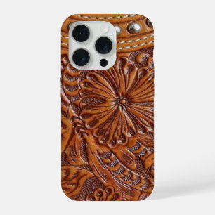 vintage western country pattern studded leather iPhone 15 pro case