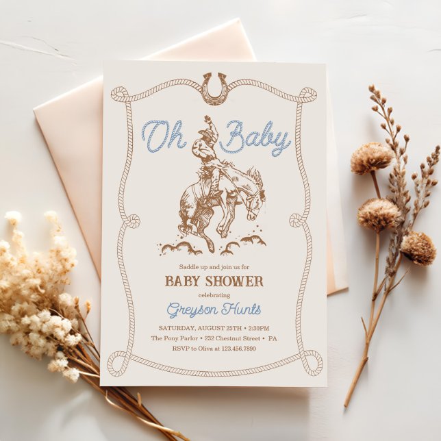 Vintage Western Cowboy Baby Shower  Invitation (Creator Uploaded)