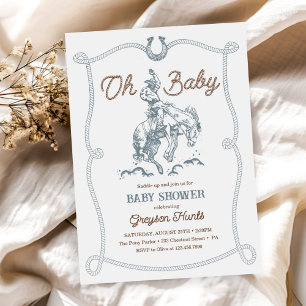 Vintage Western Cowboy Baby Shower Invitation
