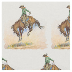 Vintage Western Cowboy Bucking Horse Fabric