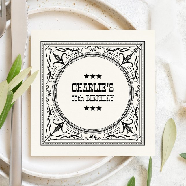 Vintage Western Cowboy Country Birthday Party Napkin (Creator Uploaded)