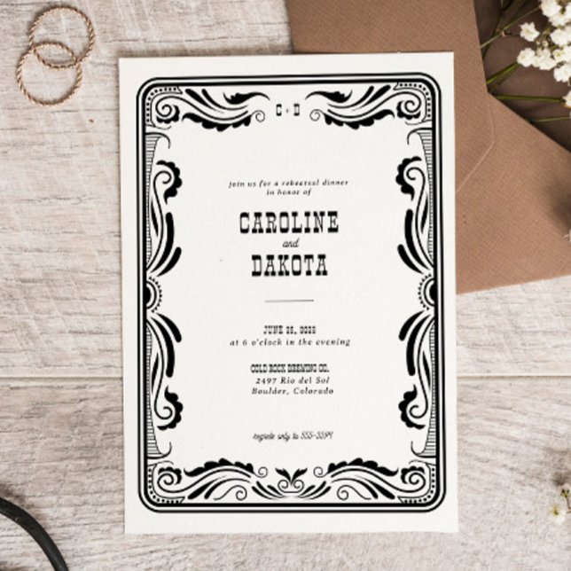 Vintage Western Cowboy Country Rehearsal Dinner Invitation (Creator Uploaded)