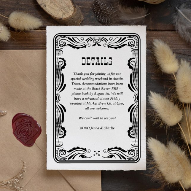 Vintage Western Cowboy Country Wedding Details RSVP Card (Creator Uploaded)