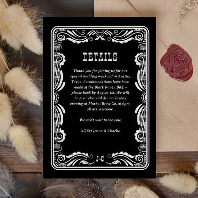 Vintage Western Cowboy Country Wedding Details RSVP Card (Creator Uploaded)