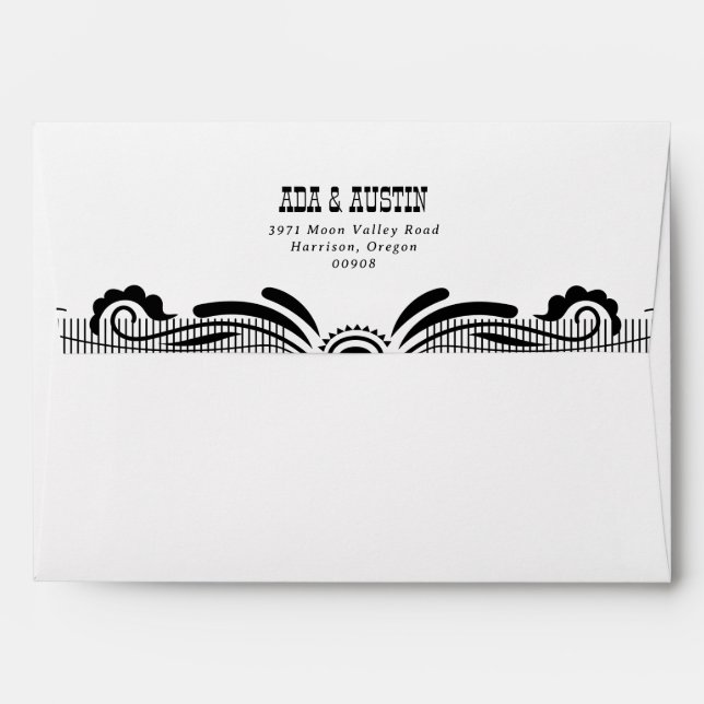 Vintage Western Cowboy Country Wedding Invitation Envelope (Back (Top Flap))