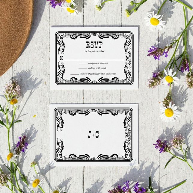 Vintage Western Cowboy Country Wedding RSVP Card (Creator Uploaded)