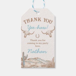 Vintage Western Cowboy First Rodeo 1st Birthday Gift Tags