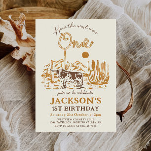 Vintage Western Cowboy First Rodeo 1st Birthday Invitation