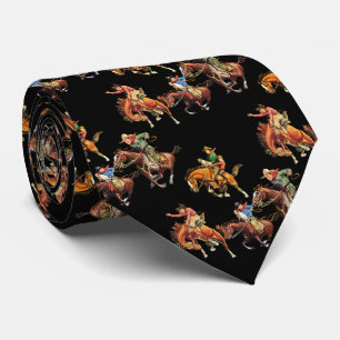 Vintage Western Cowboy Kids on Horses Tie
