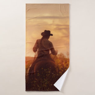 Vintage western cowboy portrait bath towel