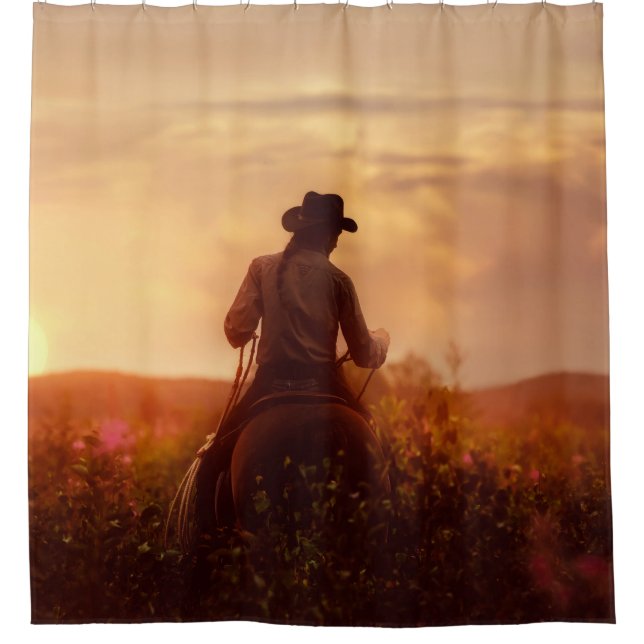 Vintage western cowboy portrait shower curtain (Front)