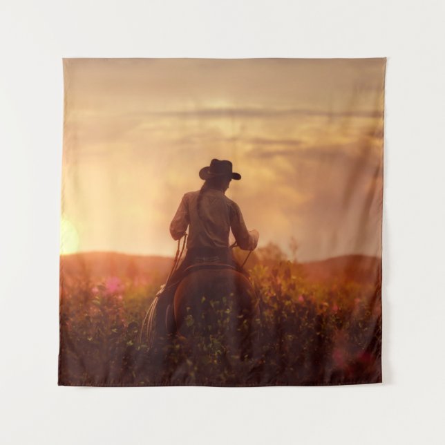 Vintage western cowboy portrait tapestry (Front)