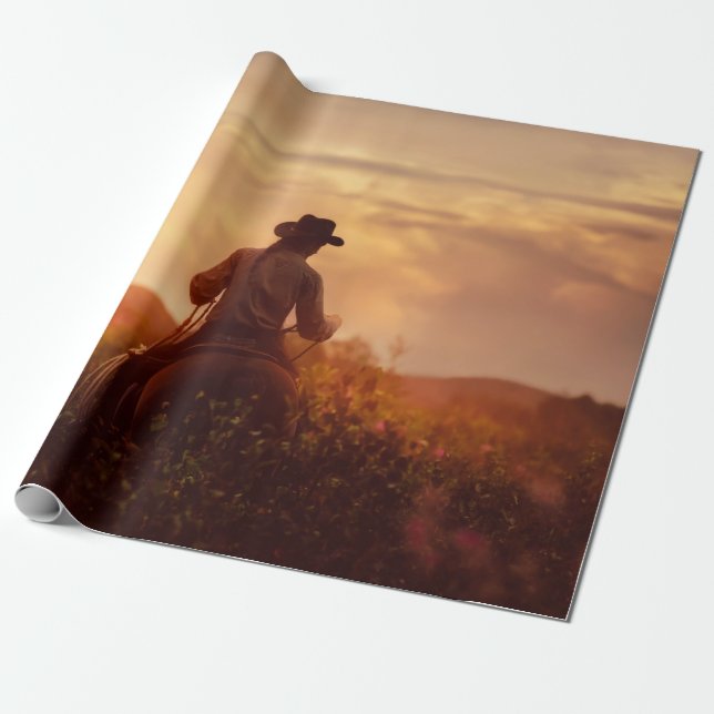 Vintage western cowboy portrait wrapping paper (Unrolled)