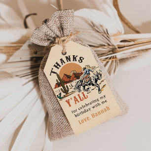 Vintage Western Cowboy Rodeo Birthday Gift Tags