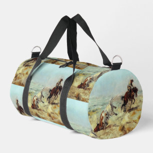 Vintage Western Cowboy Roping Steer Necktie Duffle Bag
