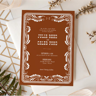 Vintage Western Cowboy Rustic Country Wedding Invitation