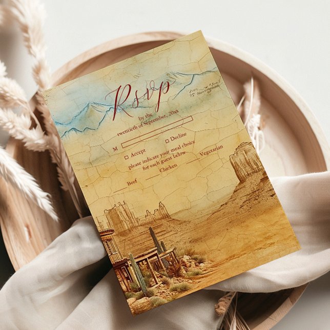 Vintage Western Cowboy Rustic Country Wedding RSVP Card (Creator Uploaded)