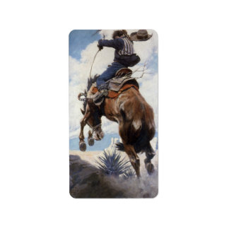 Vintage Western Cowboys, Bucking by NC Wyeth Label