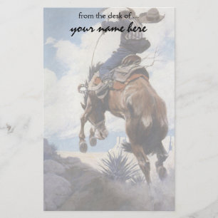 Vintage Western Cowboys, Bucking by NC Wyeth Stationery