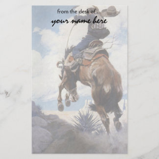 Vintage Western Cowboys, Bucking by NC Wyeth Stationery