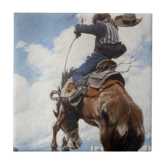 Vintage Western Cowboys, Bucking by NC Wyeth Tile