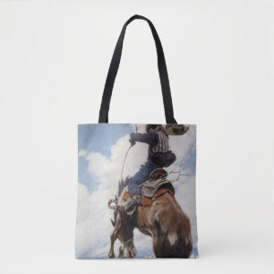 Vintage Western Cowboys, Bucking by NC Wyeth Tote Bag