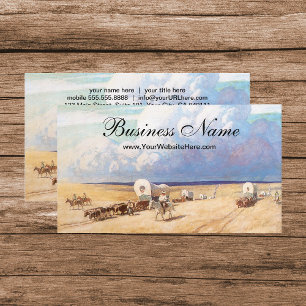 Vintage Western Cowboys, Covered Wagons by Wyeth Business Card