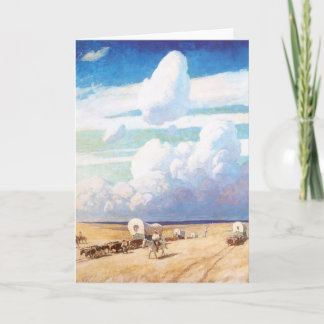 Vintage Western Cowboys, Covered Wagons by Wyeth Card