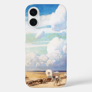 Vintage Western Cowboys, Covered Wagons by Wyeth iPhone 16 Case
