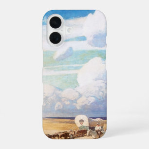 Vintage Western Cowboys, Covered Wagons by Wyeth iPhone 16 Case