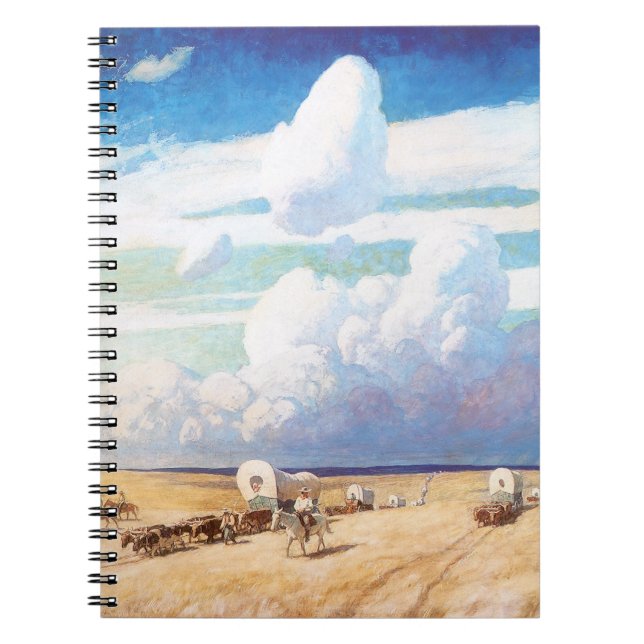 Vintage Western Cowboys, Covered Wagons by Wyeth Notebook (Front)