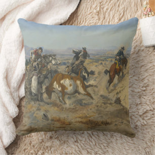 Vintage Western Cowboys Get In Trouble Cushion