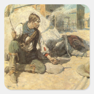 Vintage Western Cowboys, Hopalong by NC Wyeth Square Sticker