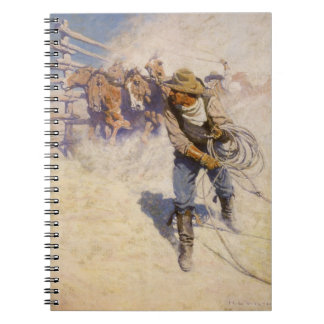Vintage Western Cowboys, In the Corral by NC Wyeth Notebook